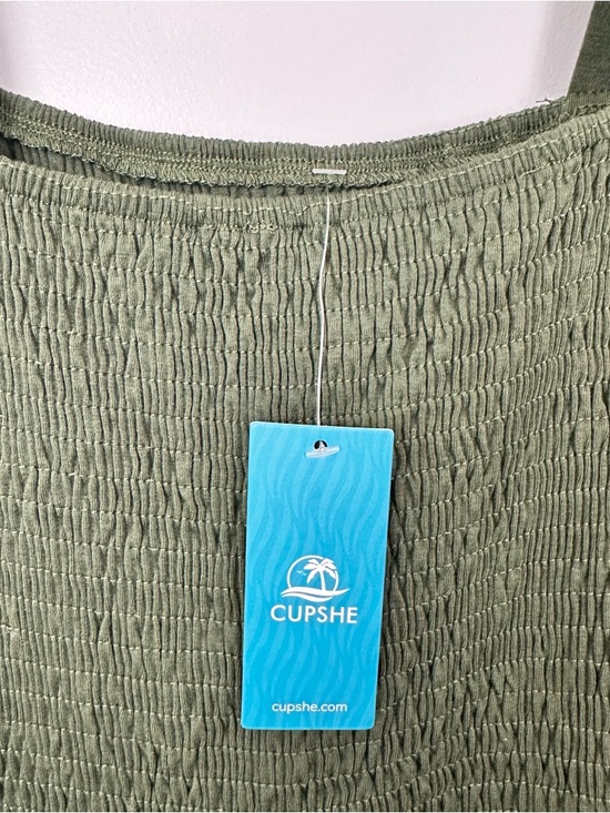 Olive Square Neck Smocked Bodice Wide Leg Jumpsuit XL NWT Vacation Travel Boho - Picture 5 of 11